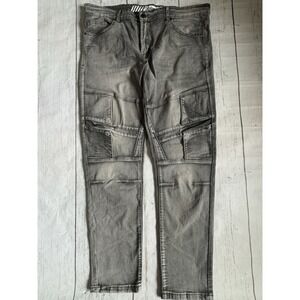 RGSTR Distressed Moto Jeans Mens 38 X 31 Faded Black  Stretch Denim Grunge Edgy